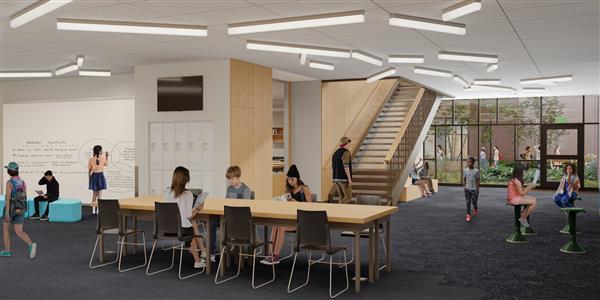 Lower level classroom cluster porch